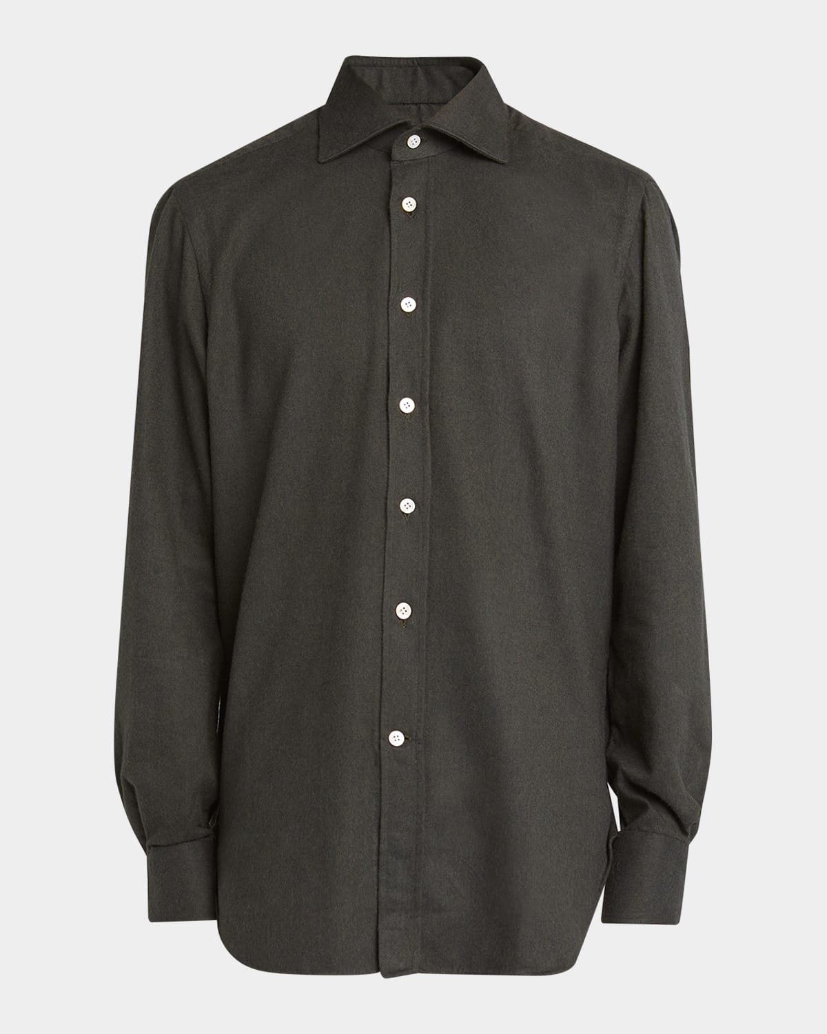 KITON MEN'S COTTON FLANNEL CASUAL BUTTON-DOWN SHIRT 
