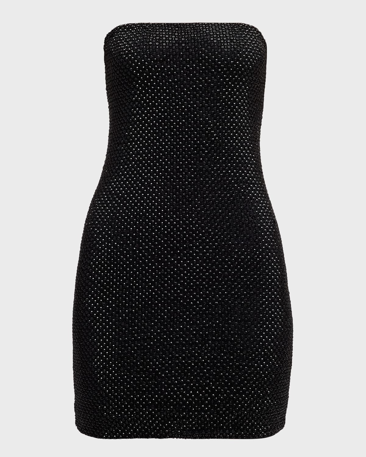 Shop Alice And Olivia Leia Strapless Crystal Mini Dress In Black