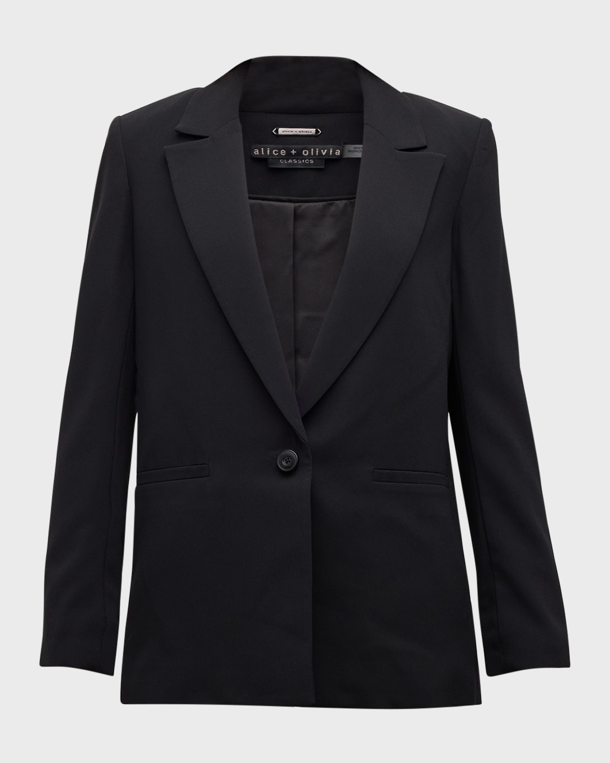 Shop Alice And Olivia Denny Notch-collar Boyfriend Blazer In Black