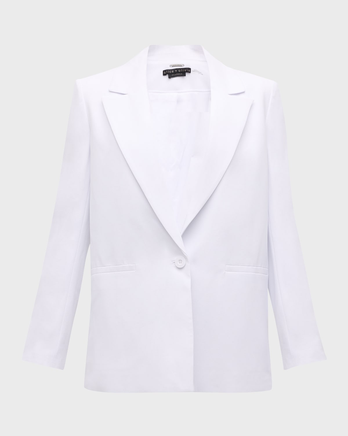 Alice And Olivia Denny Notch-collar Boyfriend Blazer In White