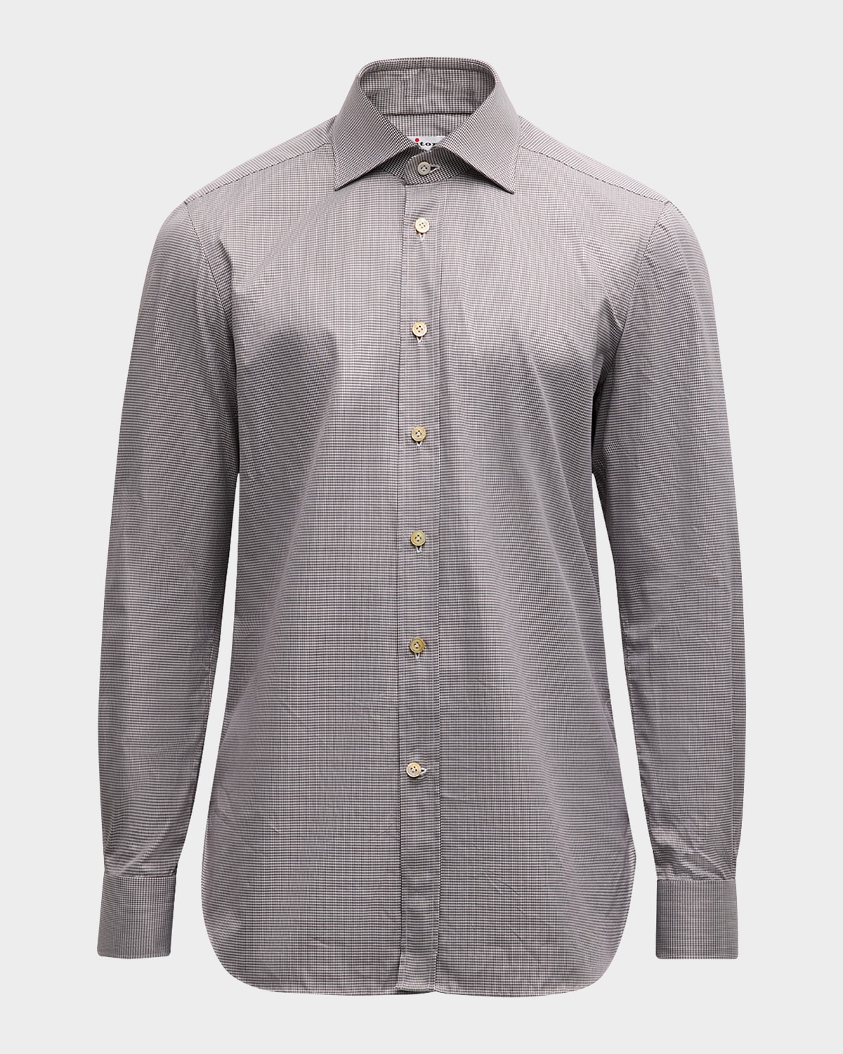 KITON MEN'S COTTON MICRO-HOUNDSTOOTH SPORT SHIRT 