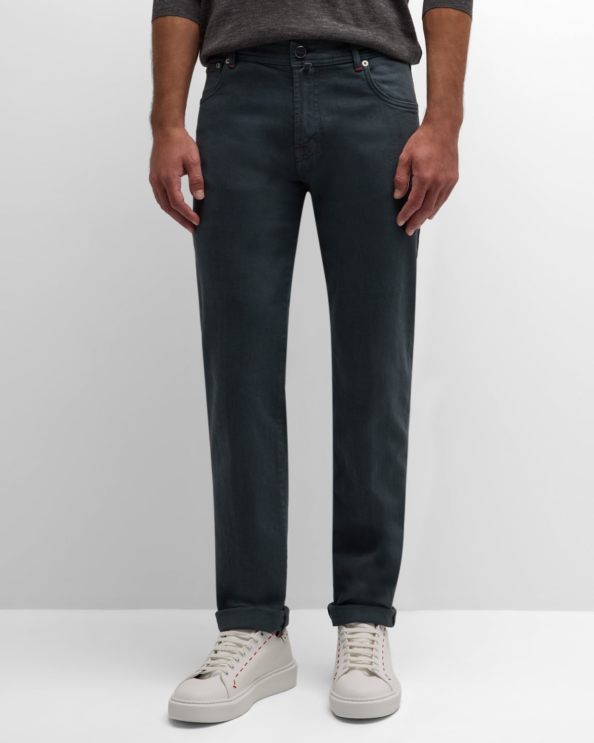 Gray Wool Straight-Leg Pants