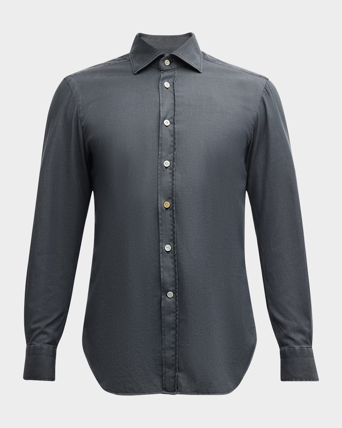 KITON MEN'S STRETCH CHAMBRAY CASUAL BUTTON-DOWN SHIRT 