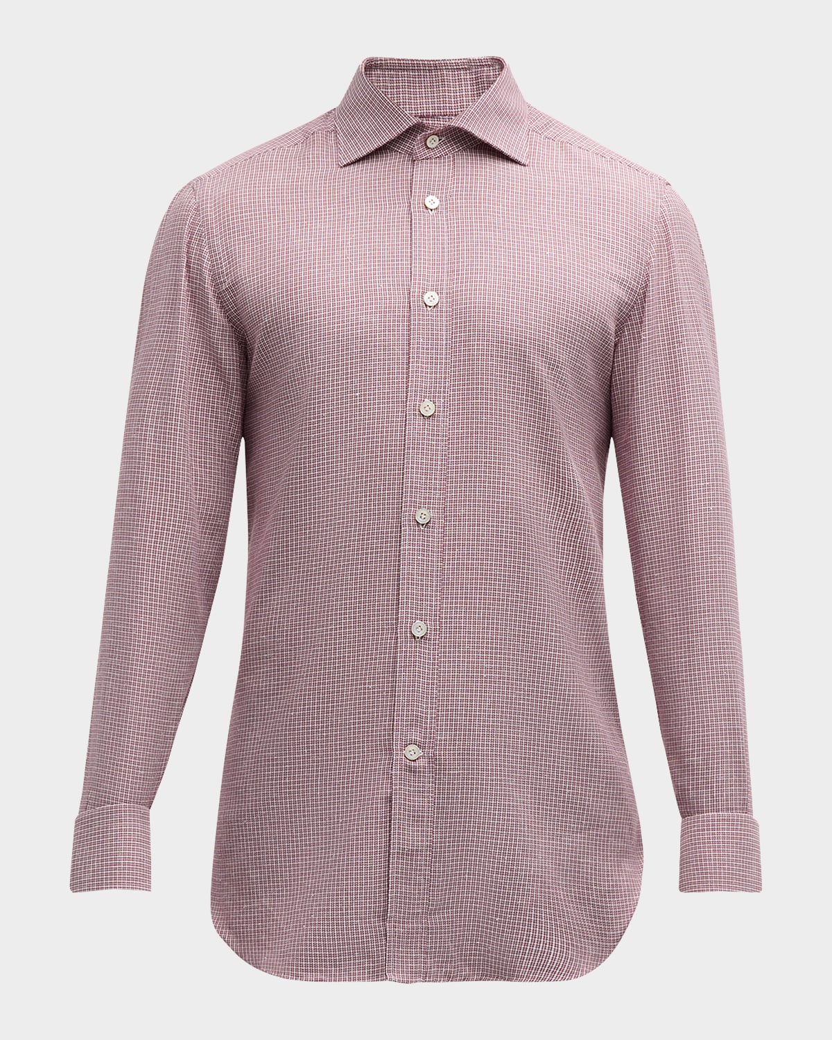 KITON MEN'S COTTON MICRO-CHECK SPORT SHIRT 