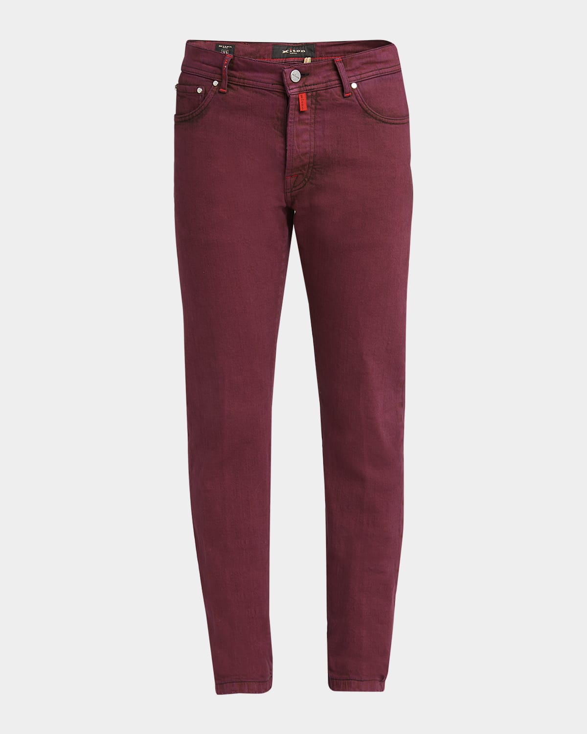 Men's Burgundy Overdyed Straight-Leg Jeans