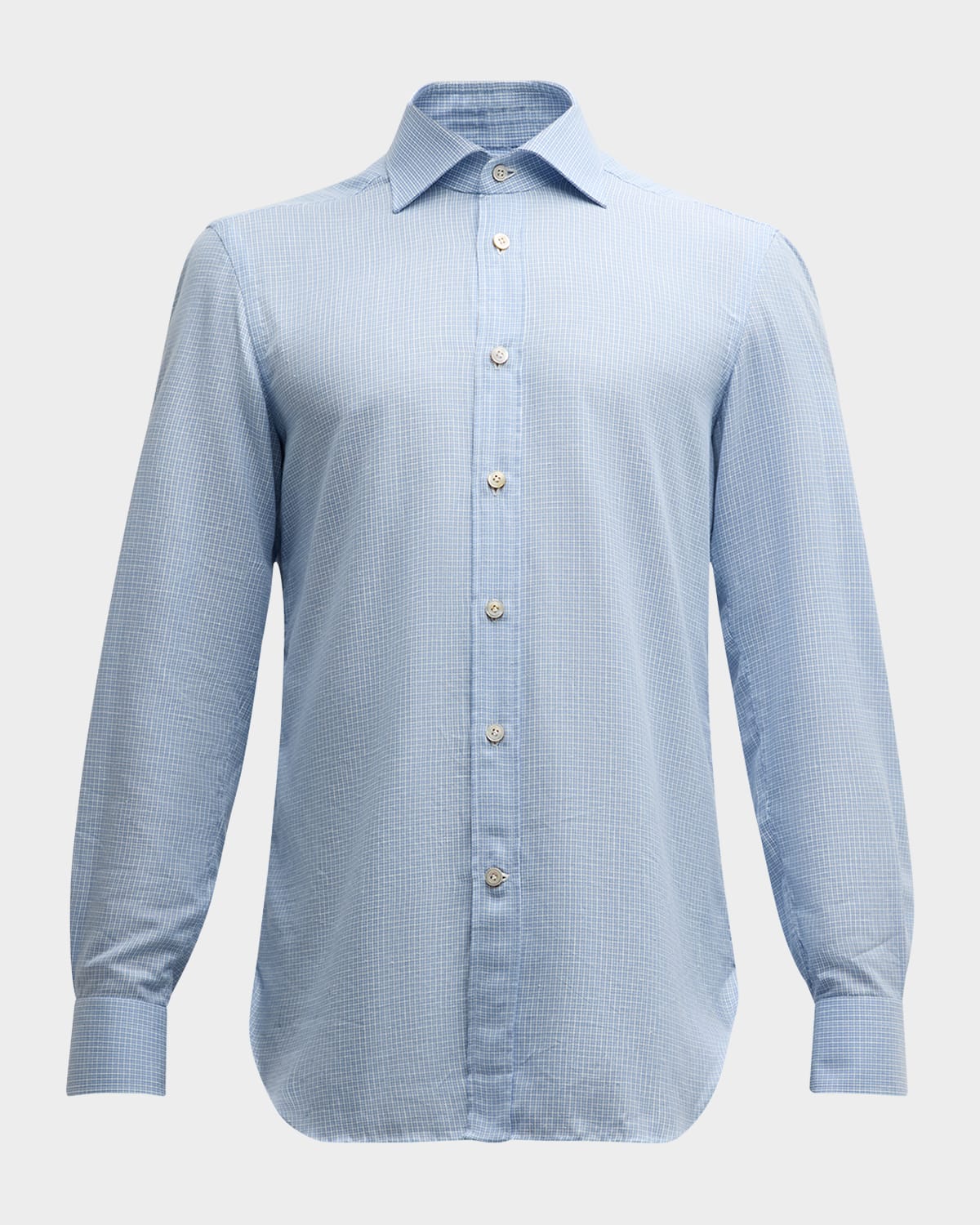 KITON MEN'S COTTON MICRO-CHECK SPORT SHIRT 