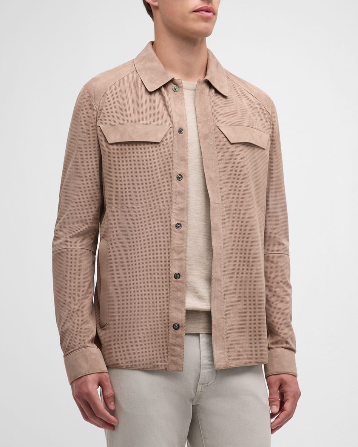 Men's Perforated Suede Overshirt