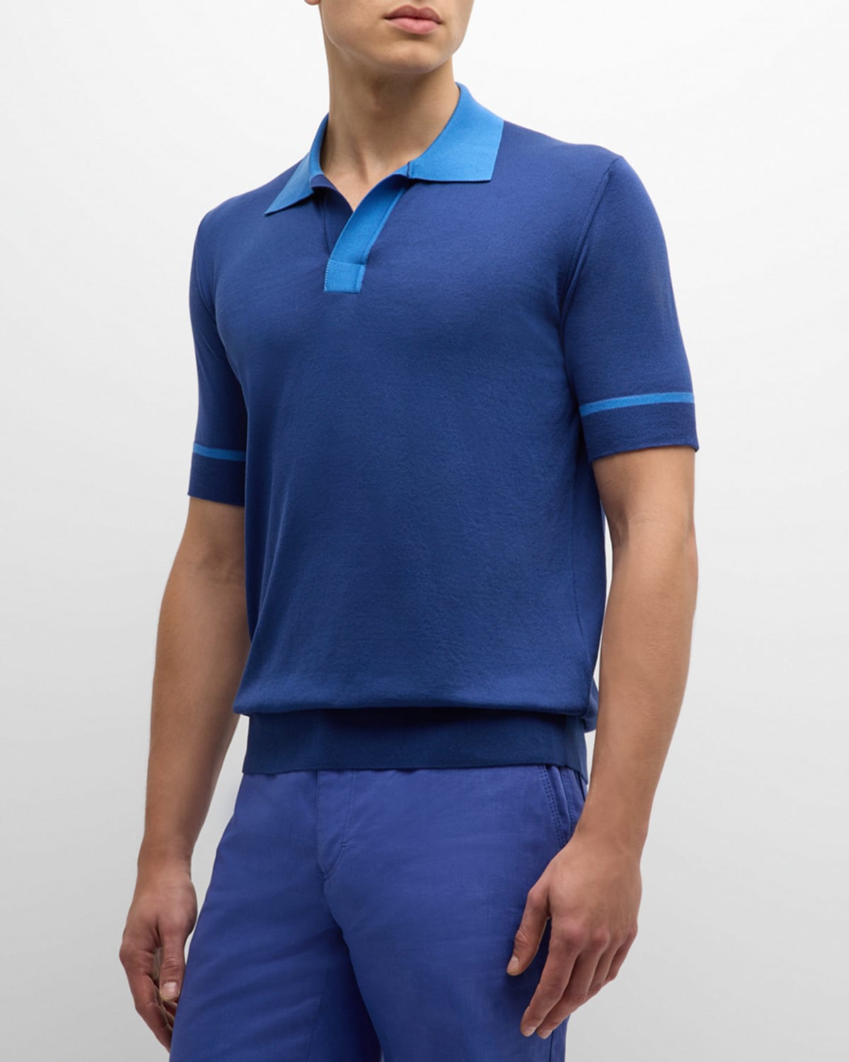 Men's Contrast-Trim Cotton Polo Shirt