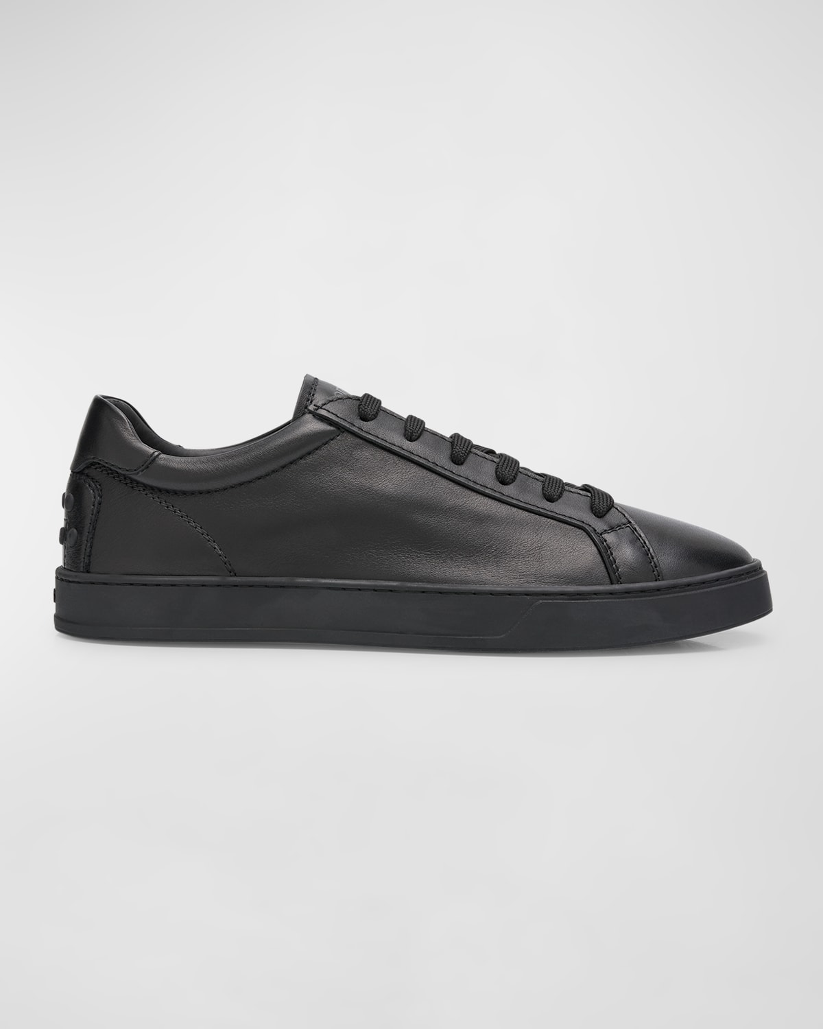 Shop Tod's Men's Allacciata Cassetta Leather Low-top Sneakers In Black
