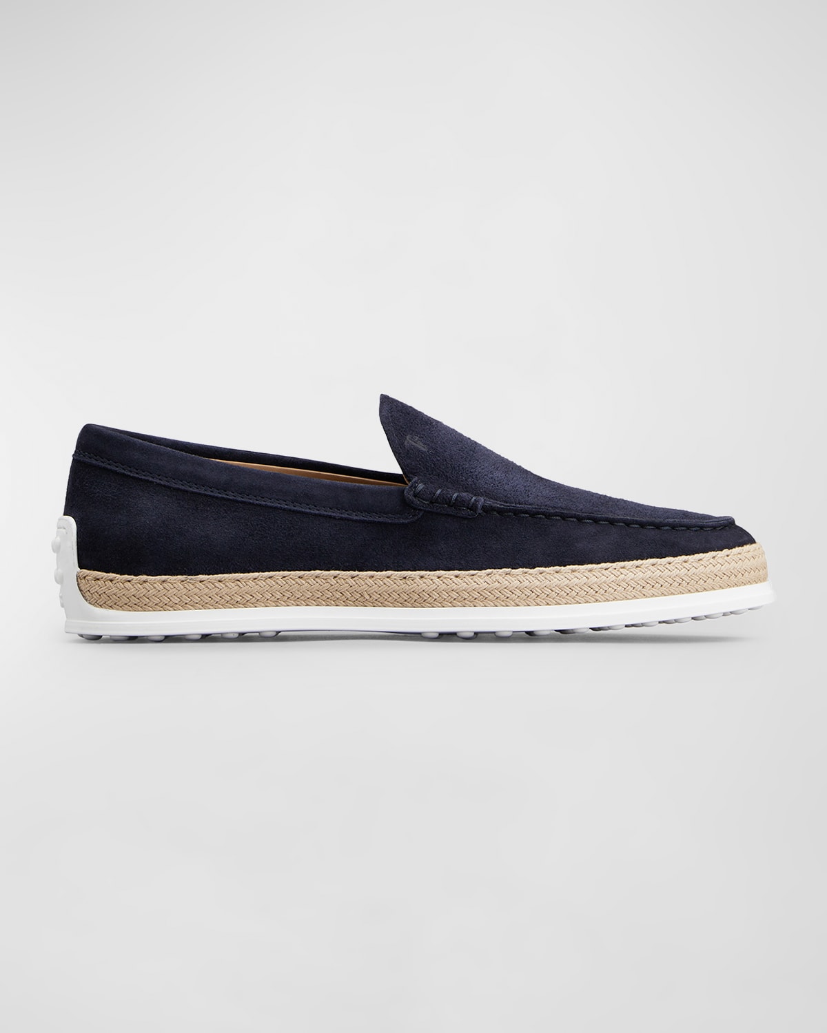 Shop Tod's Men's Pantofola Gomma Rafia Tv Suede Loafers In Blue