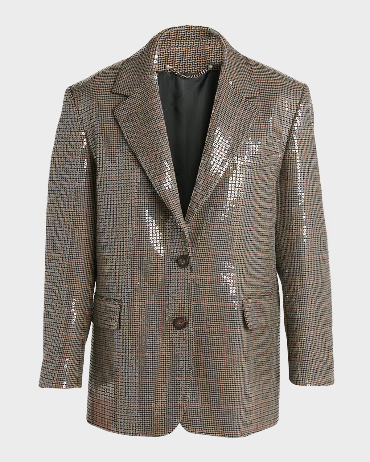Golden Goose Journey Sequined Single-breasted Jacket In Beigeblacksavvy Red