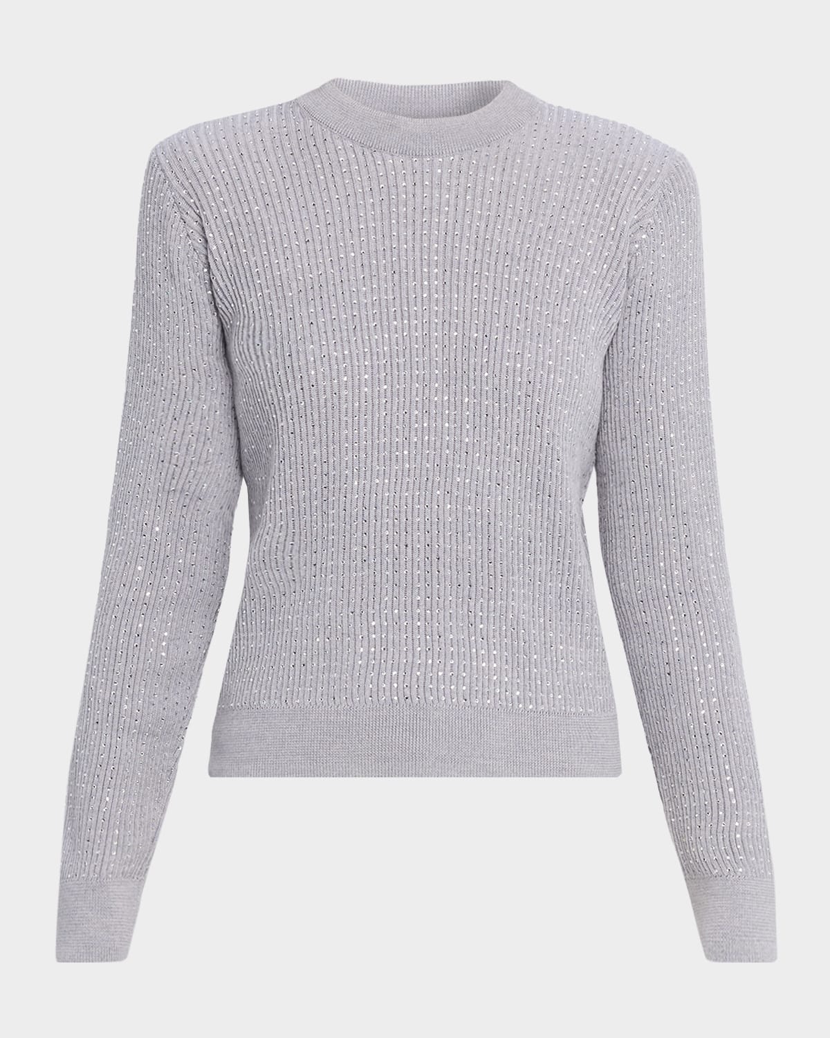 Golden Goose Journey Crewneck Crystal Embellished Sweater In Gray