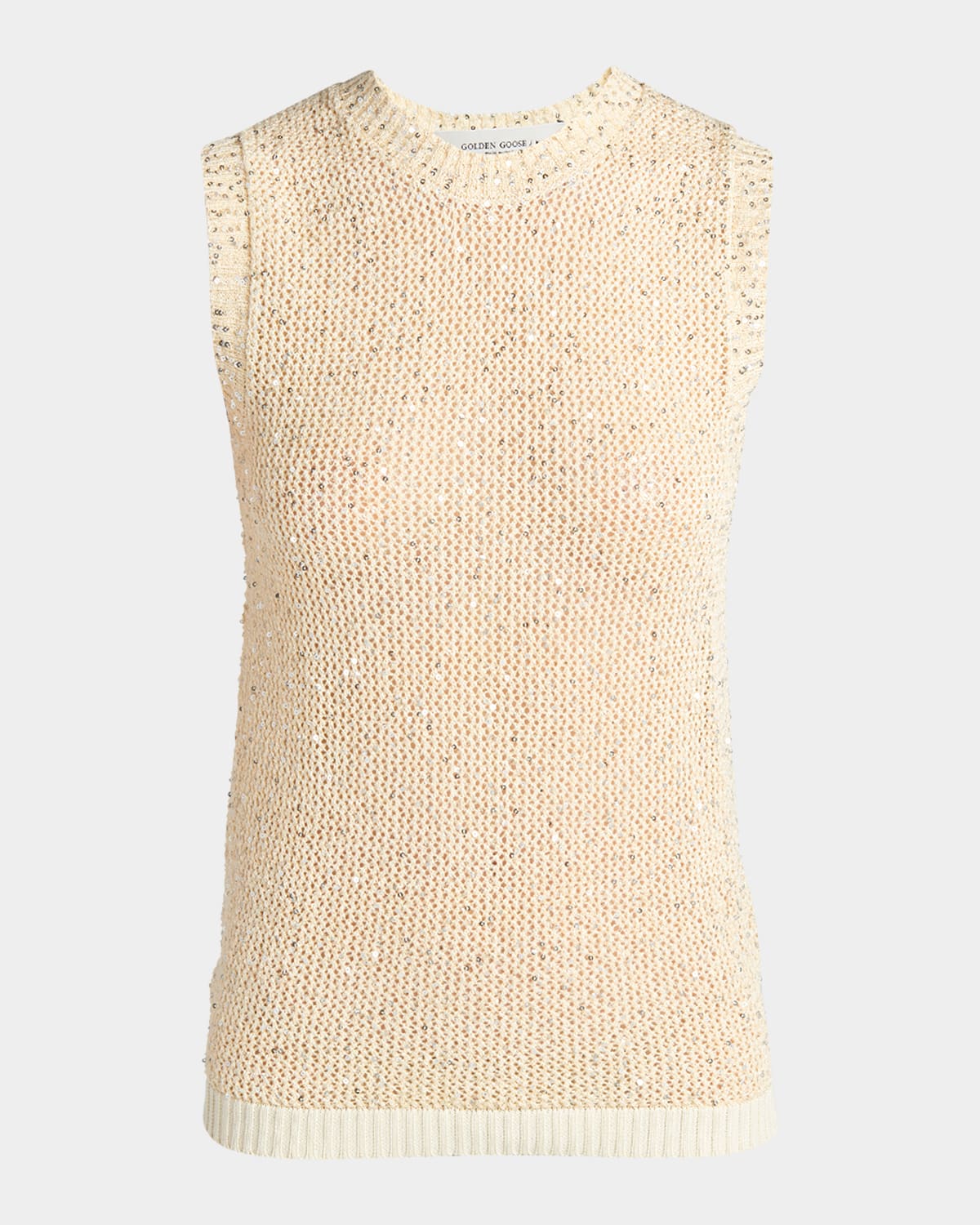 Golden Goose Journey Sequined Knit Tank Top In Heritage White