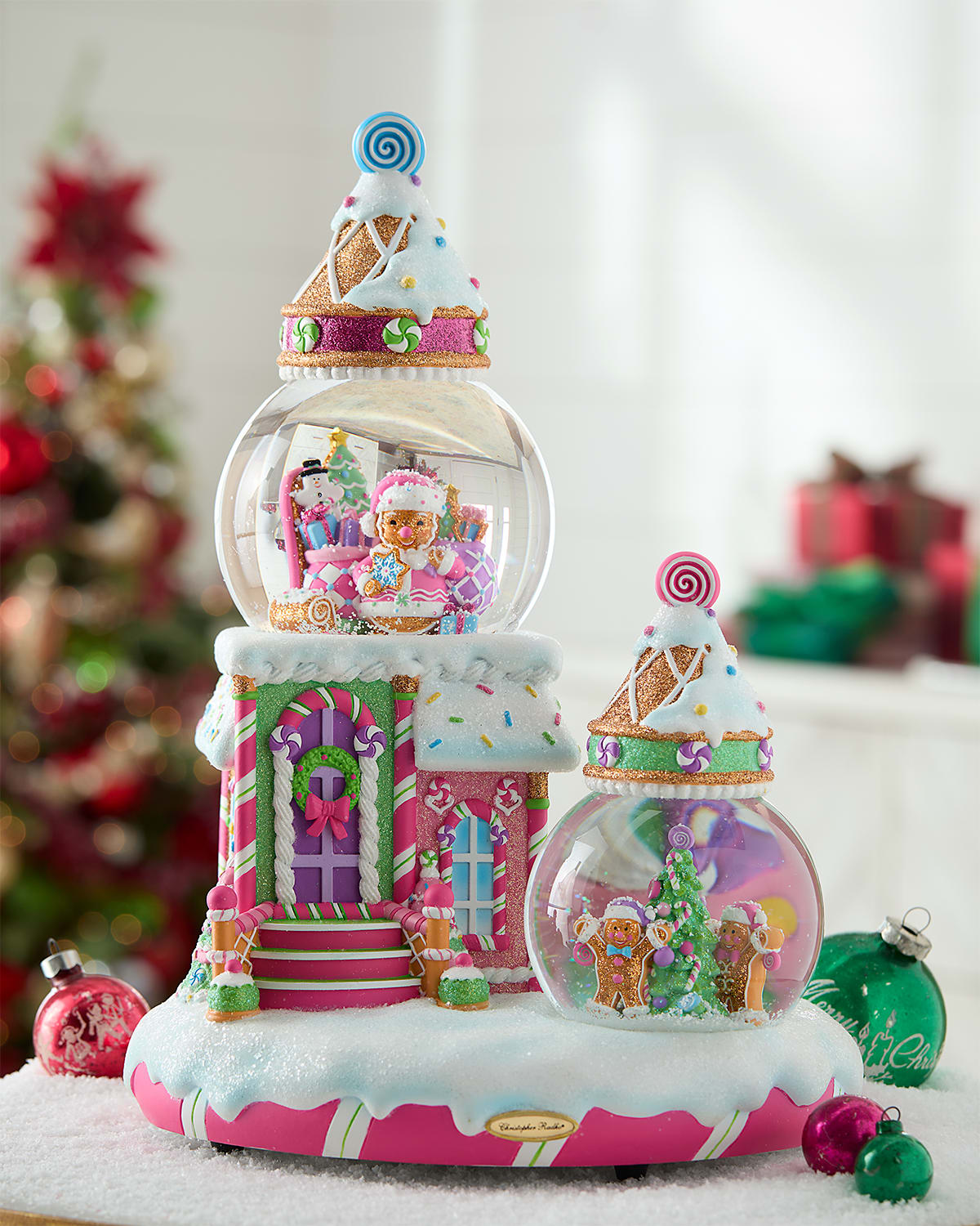 Christopher Radko Gingerbread Holiday Home Snowglobe In Multi