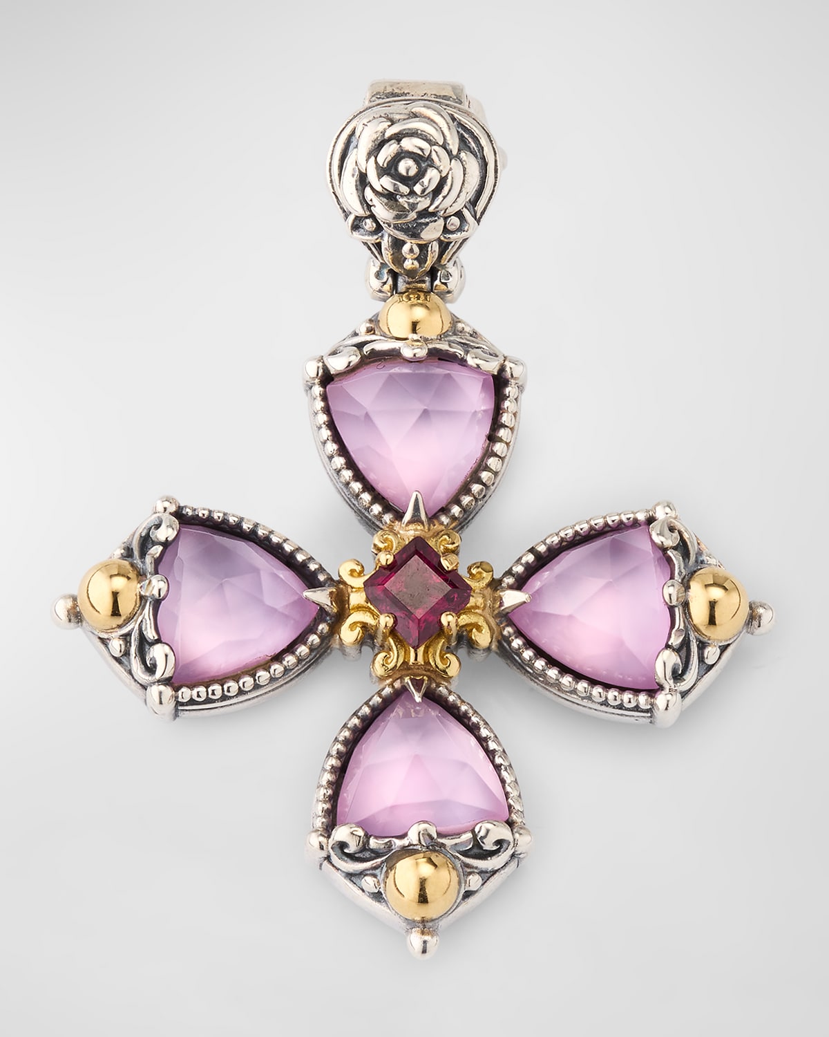 Gen K 2 Sterling Silver and 18K Gold Amethyst/Crystal Pendant