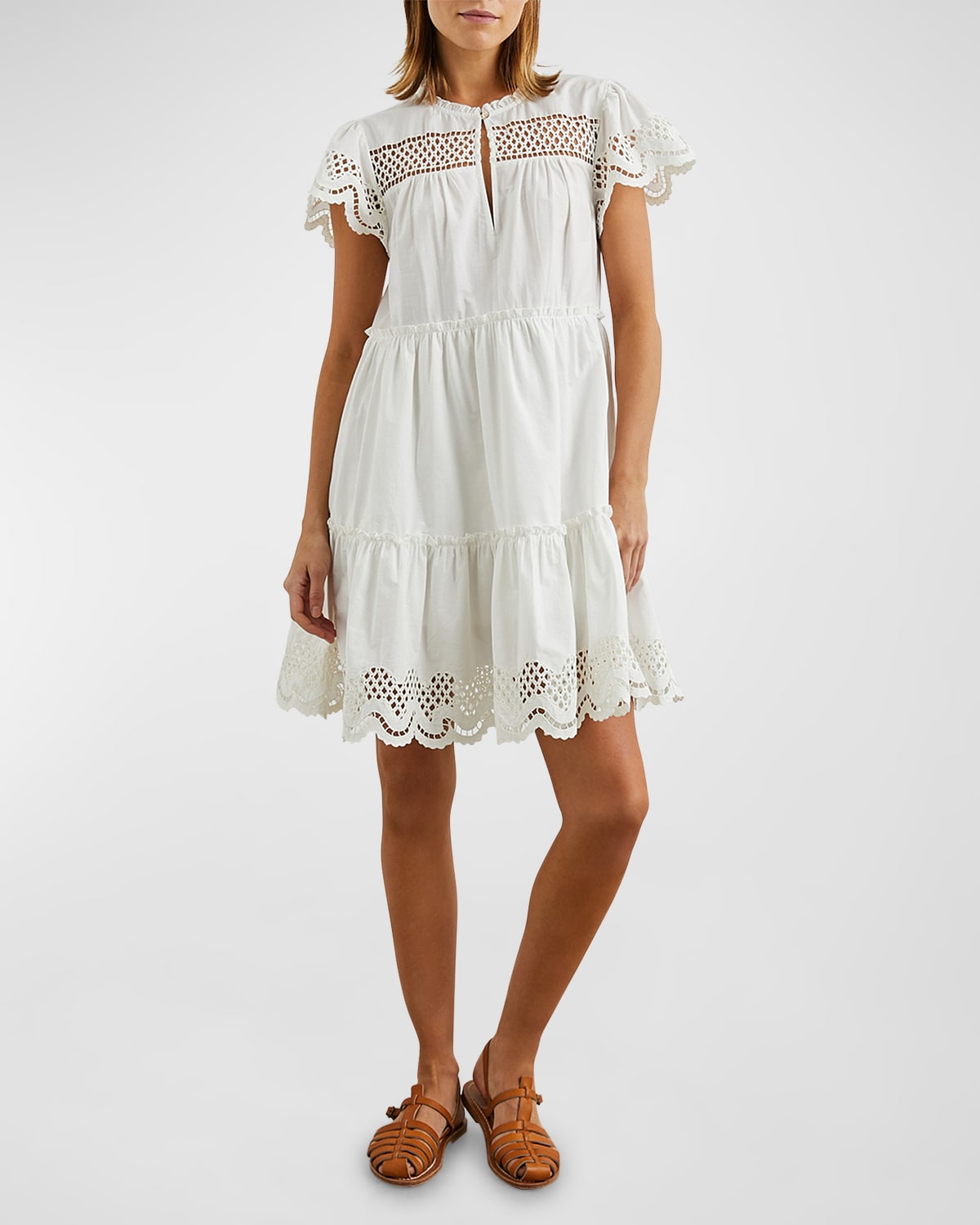 Rails Lettie Cutout Embroidered Mini Dress In White