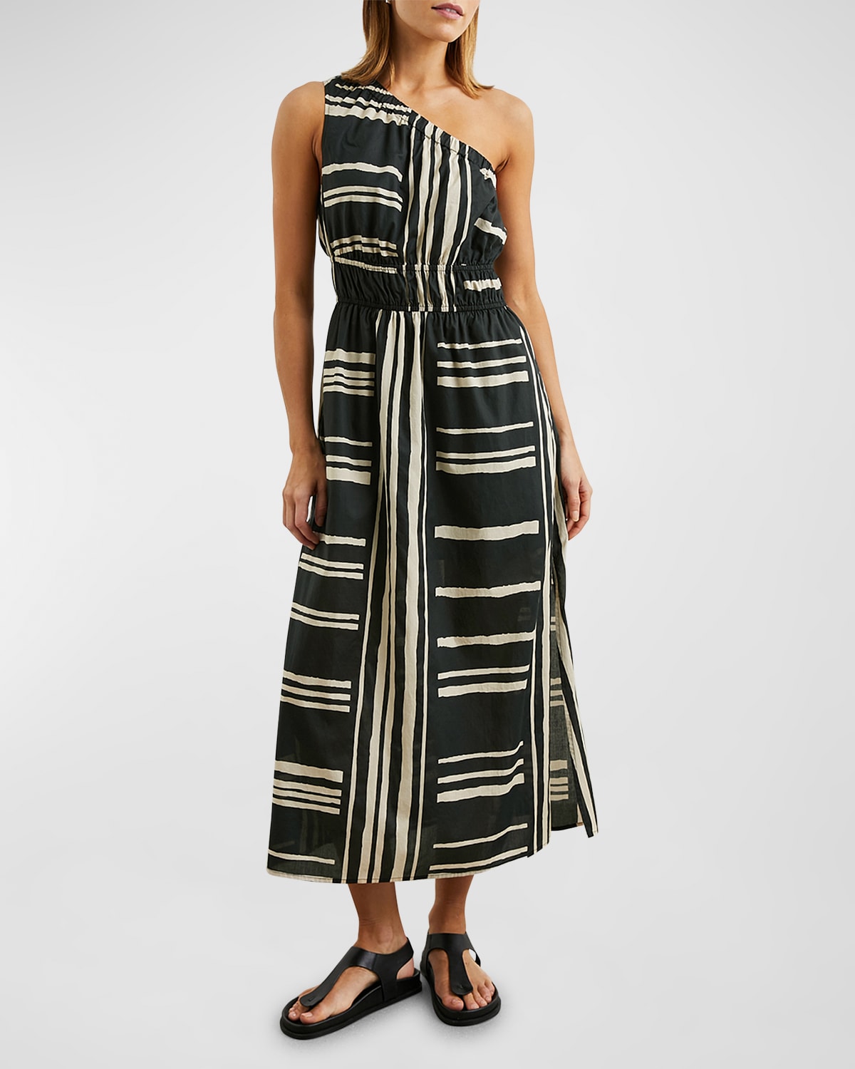 Shop Rails Selani Island Stripe One-shoulder Midi Dress