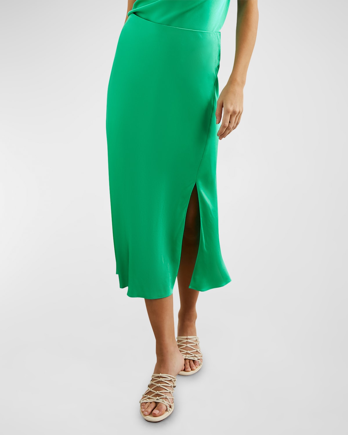 Shop Rails Maya Satin Midi Skirt In Jade