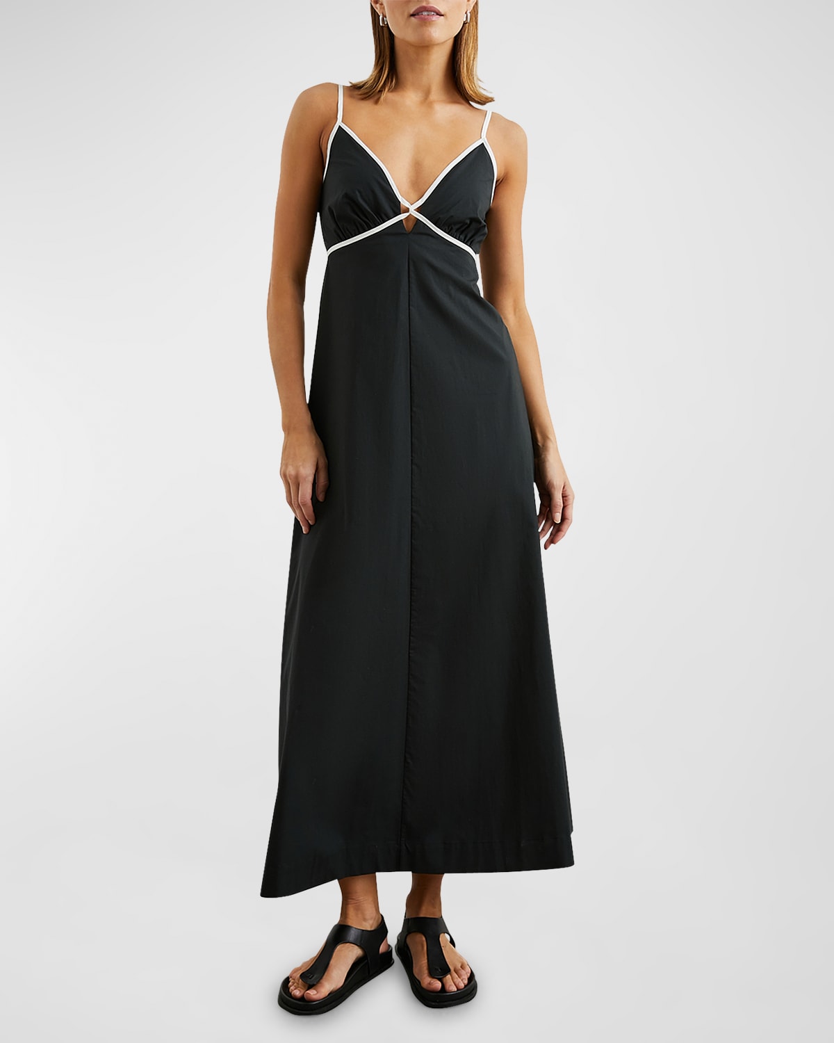 Shop Rails Jessa Contrast-trim Maxi Dress In Black
