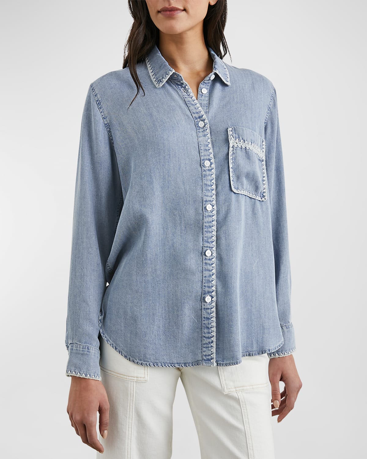 Shop Rails Saya Button-front Denim Shirt In Medium Cloud Wash