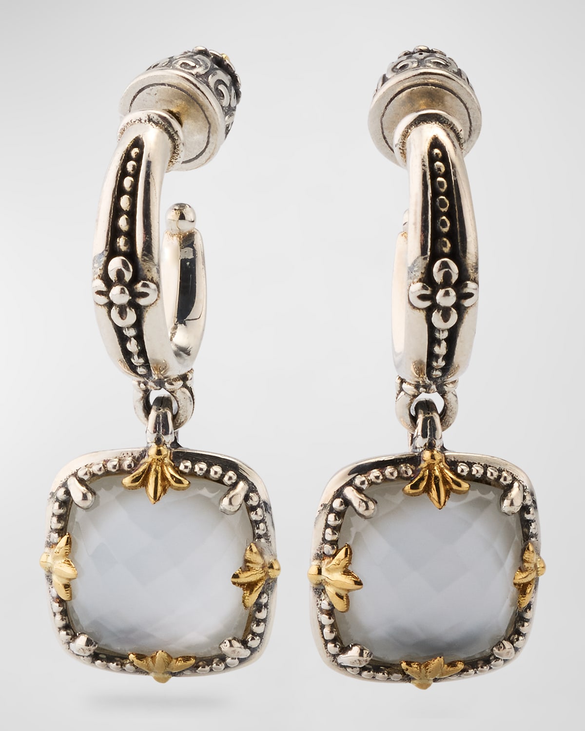 Gen K 2 Sterling Silver and 18K Gold Mother-of-Pearl/Rock Crystal Earrings