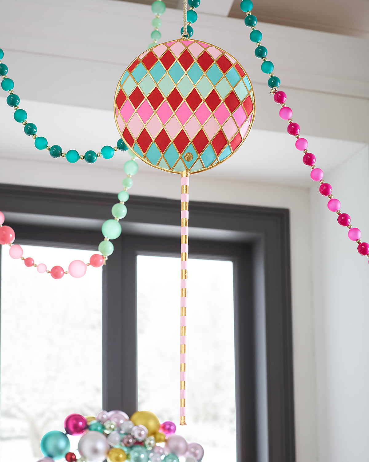 Glitterville Harlequin Lollipop Christmas Display, 28"