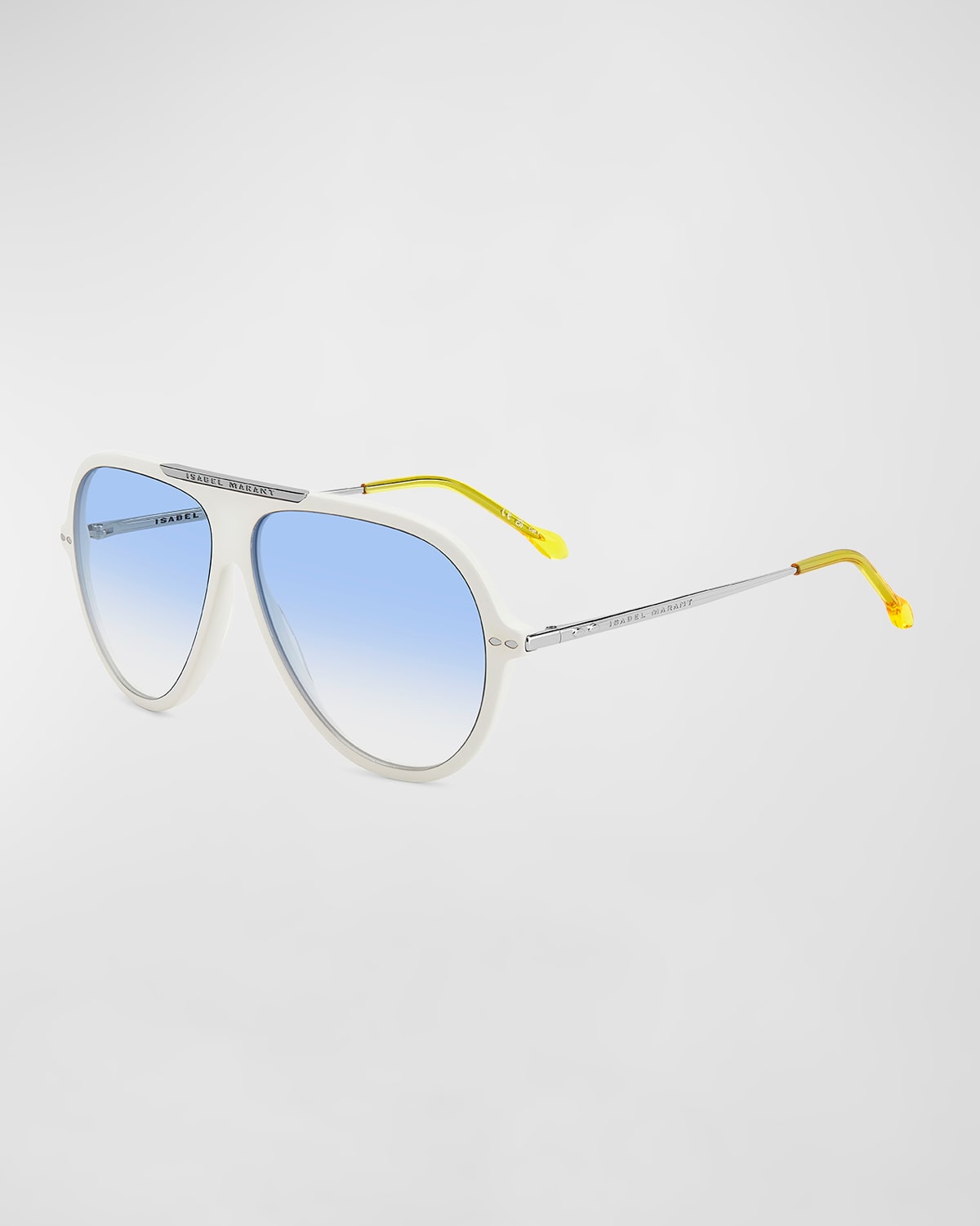 Shop Isabel Marant Logo Mixed-media Aviator Sunglasses In Ivory