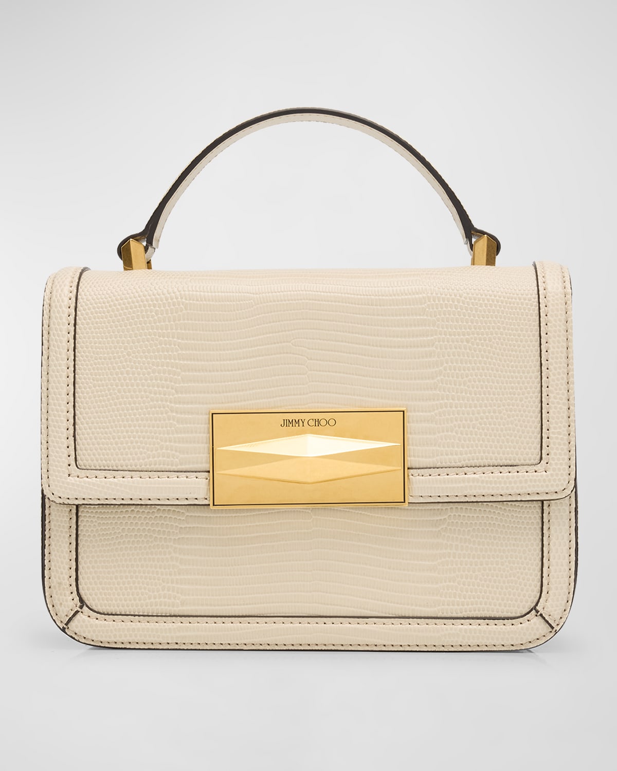 Diamond Flap Leather Top-Handle Bag