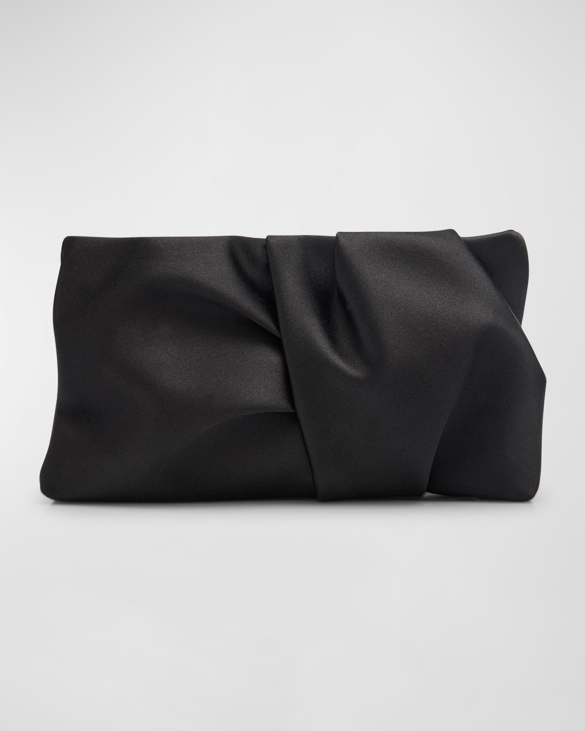 Jimmy Choo Bonny Ruched Satin Clutch Bag In Black