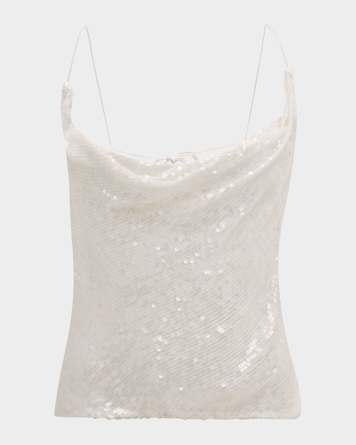 Lapointe Sequin Viscose Cowl Cami Top In White