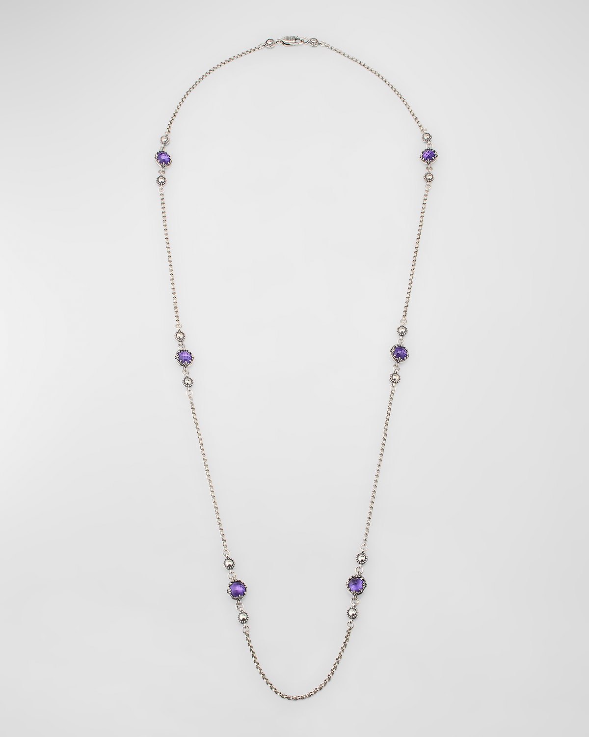 Shop Konstantino Gen K 2 Sterling Silver And Rock Crystal Necklace In Amethyst