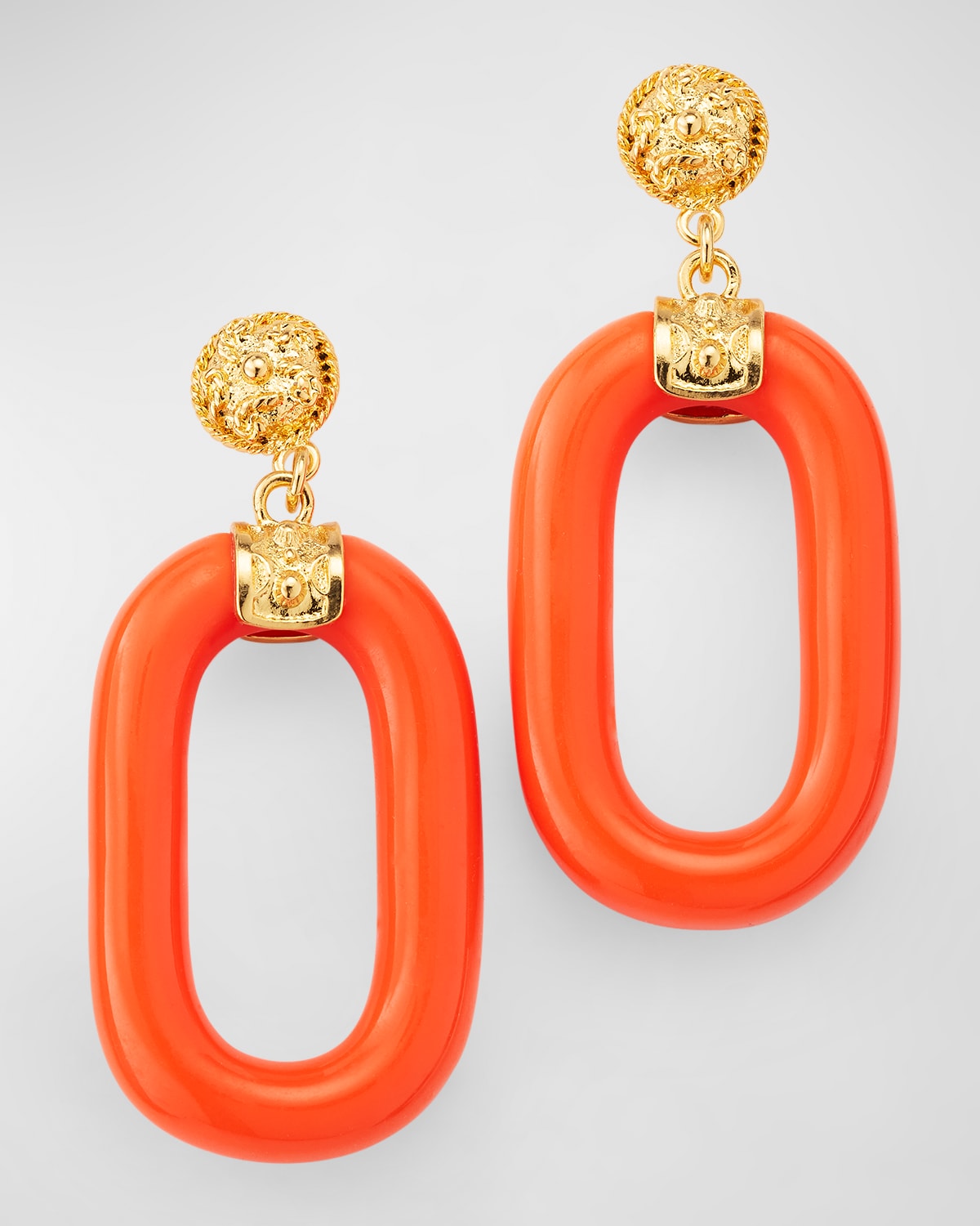 Kenneth Jay Lane Gold-plated Resin Drop Earrings In Orange