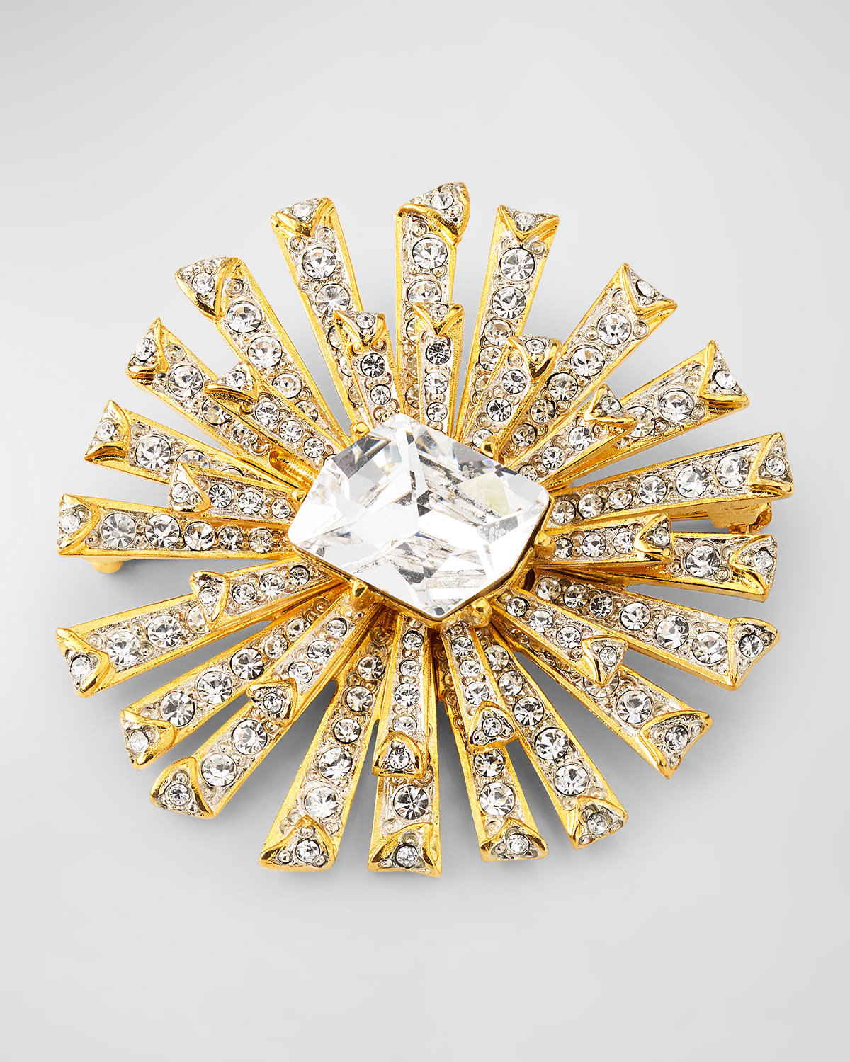 Kenneth Jay Lane Crystal Center Starburst Pin In Gold