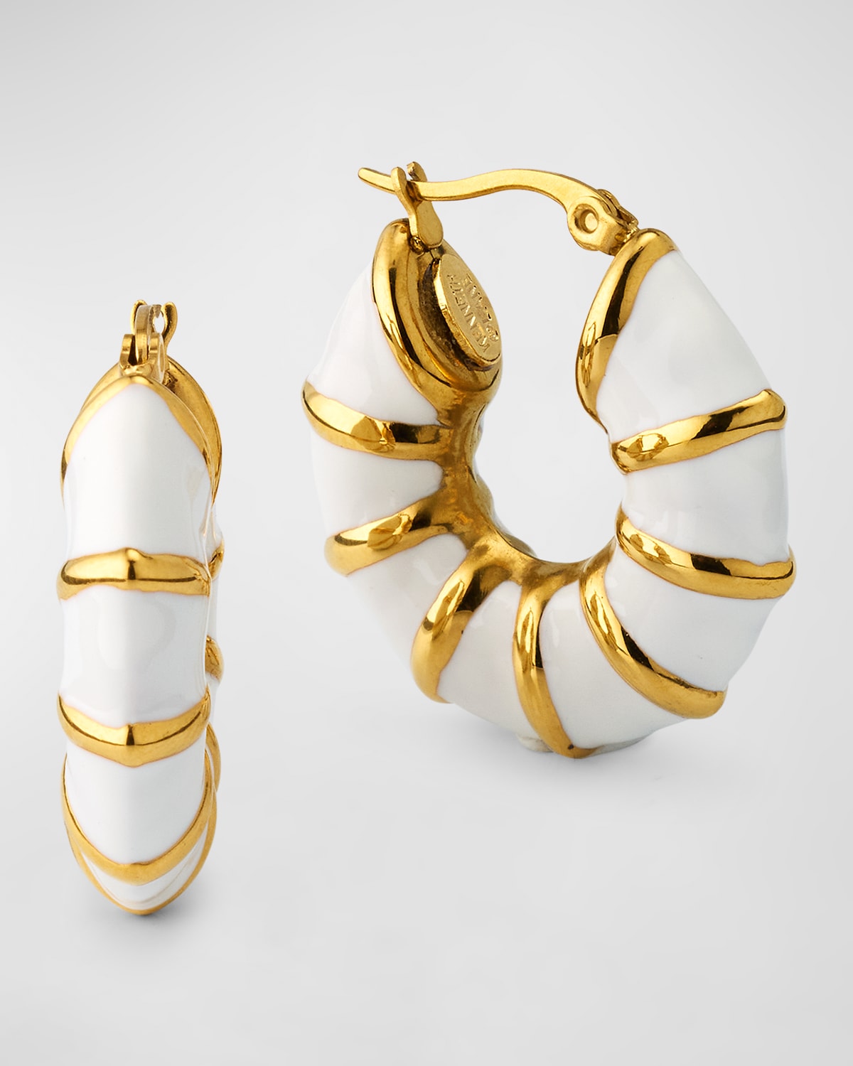 Kenneth Jay Lane Gold-plated Enamel Hoop Earrings In Multi