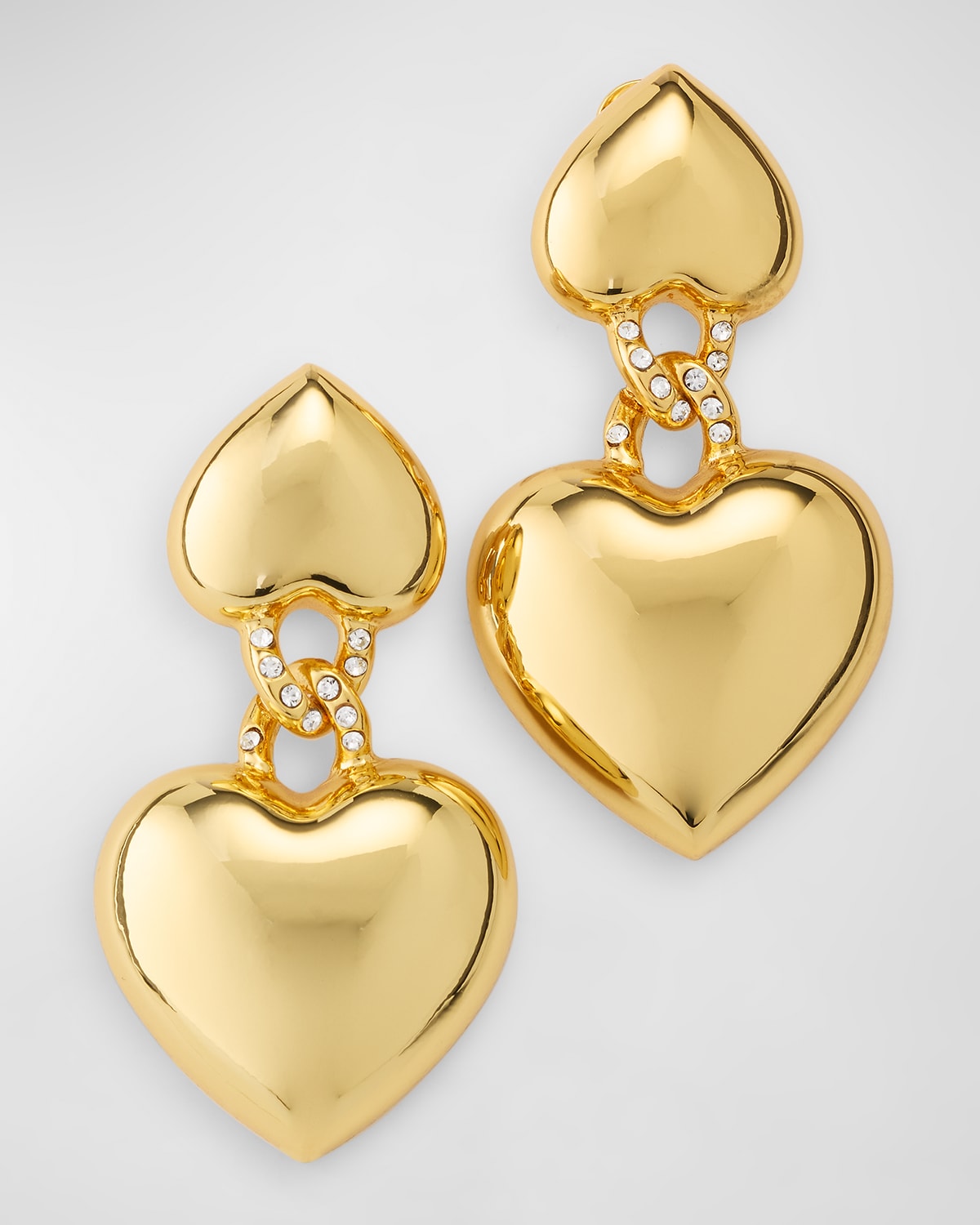 Kenneth Jay Lane Gold-plated Crystal Heart Drop Earrings