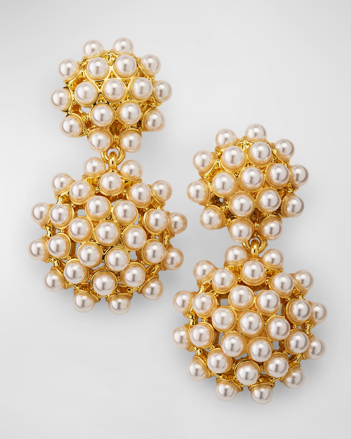 Kenneth Jay Lane Pearly Cluster Clip On Drop Earrings
