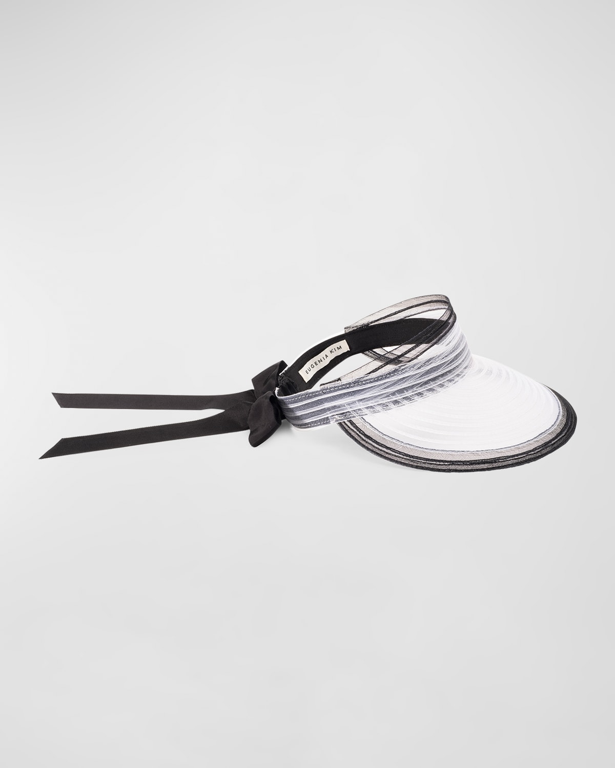 Shop Eugenia Kim Ricky Faux Horsehair Visor With Bow In Optic White Black