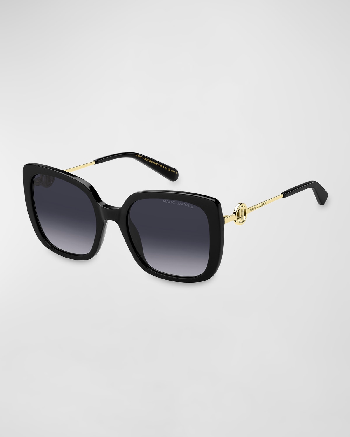 Shop Marc Jacobs Marc 727s Acetate & Metal Square Sunglasses In Black
