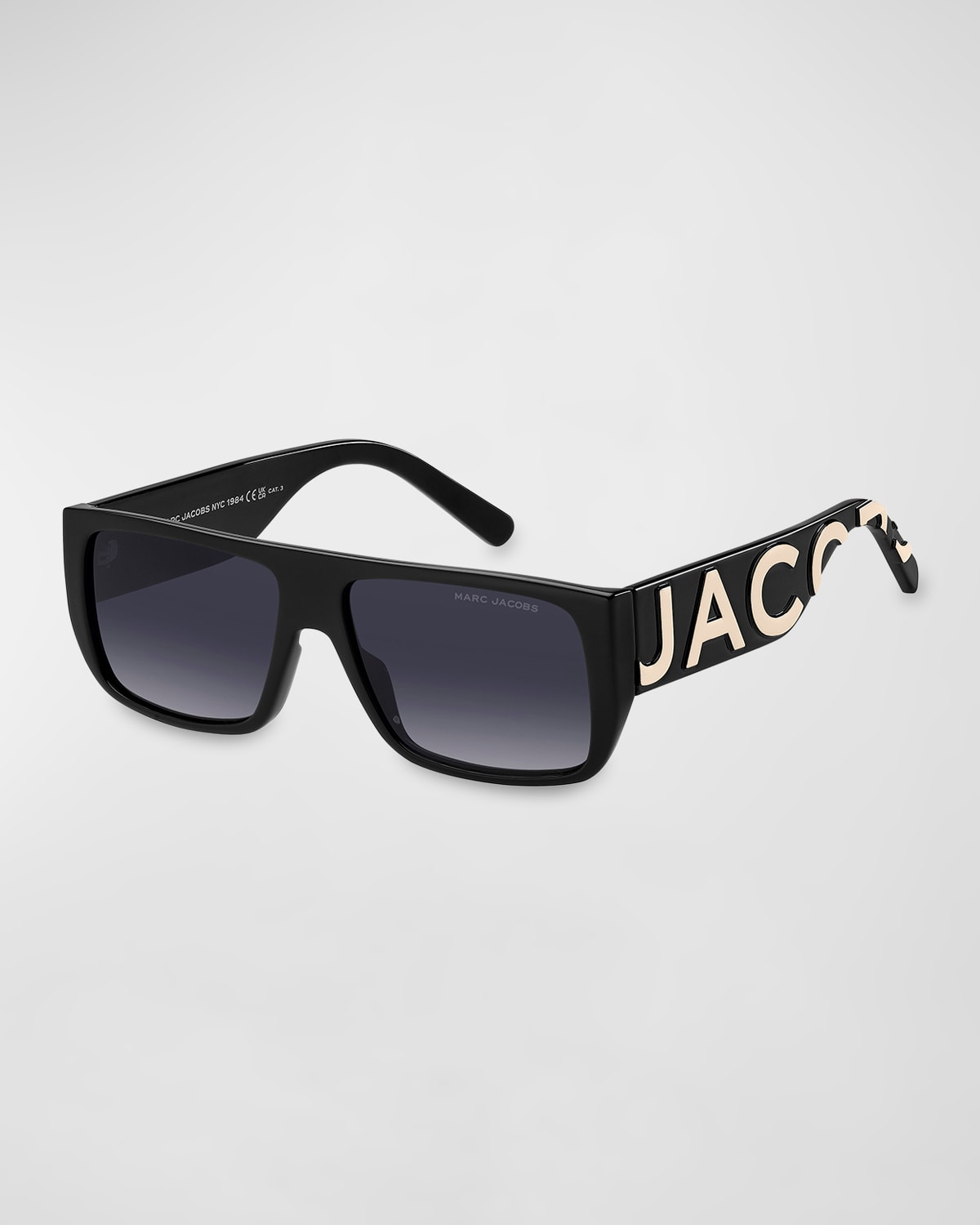 Shop Marc Jacobs Marc Logo 096s Propionate Rectangle Sunglasses In Blck Whte
