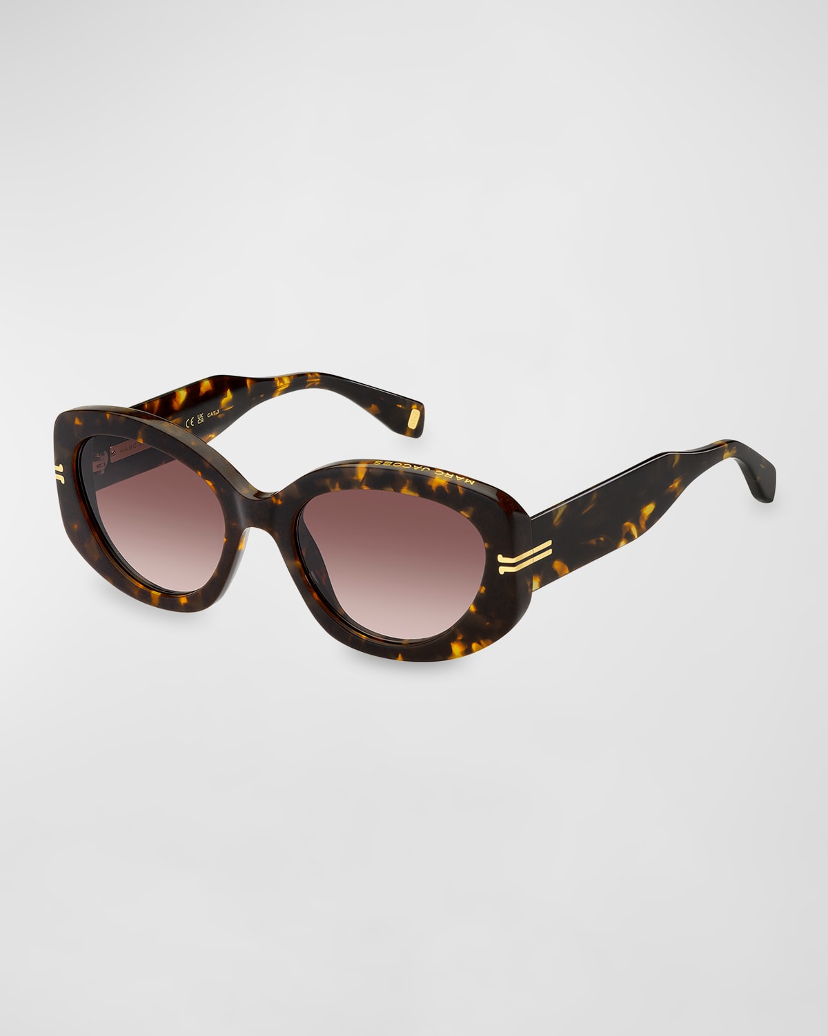 Marc Jacobs Gradient Acetate Oval Sunglasses In Brown