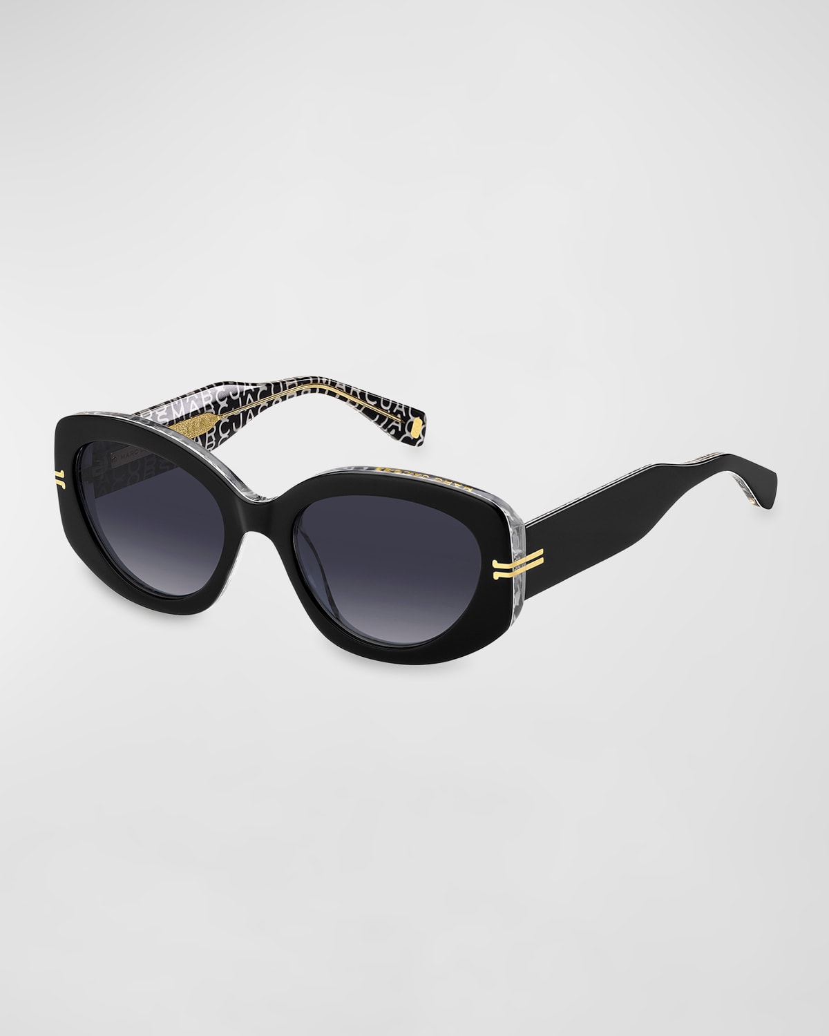 Marc Jacobs Gradient Acetate Oval Sunglasses In Bkpttrwht