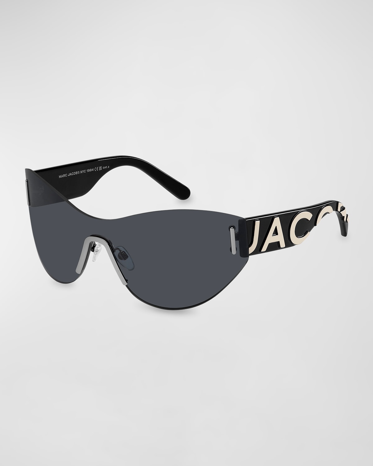 Marc Jacobs Marc 737s Mixed-media Shield Sunglasses In Black