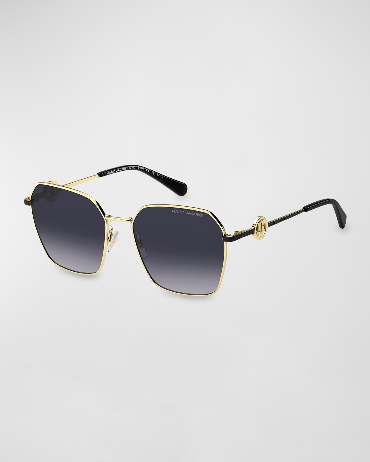 Shop Marc Jacobs Marc 729s Metal Square Sunglasses In Gold Blck