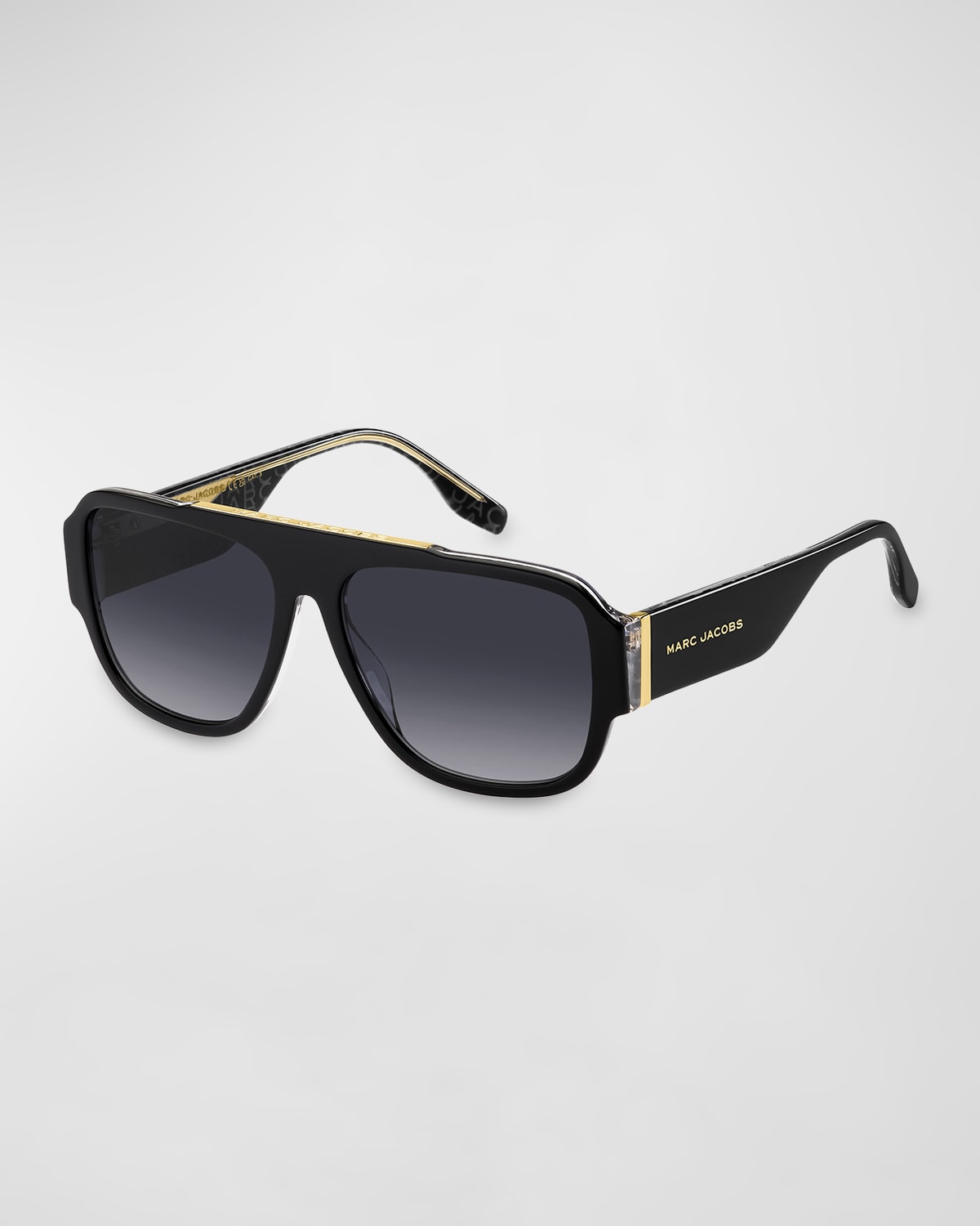 Shop Marc Jacobs Marc 756s Flat-top Acetate Rectangle Sunglasses In Blk Ptt G
