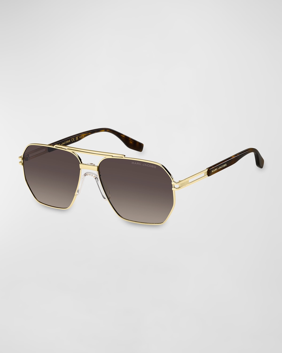 Shop Marc Jacobs Marc 748s Mixed-media Aviator Sunglasses In Gold Havn