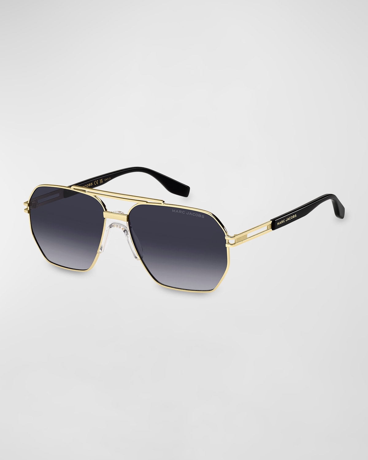 Shop Marc Jacobs Marc 748s Mixed-media Aviator Sunglasses In Gold Blck