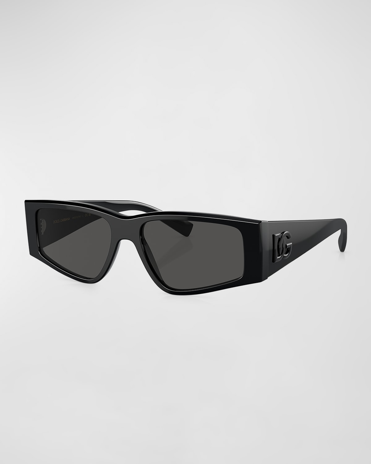 Shop Dolce & Gabbana Men's Dg Acetate Rectangle Sunglasses In Black
