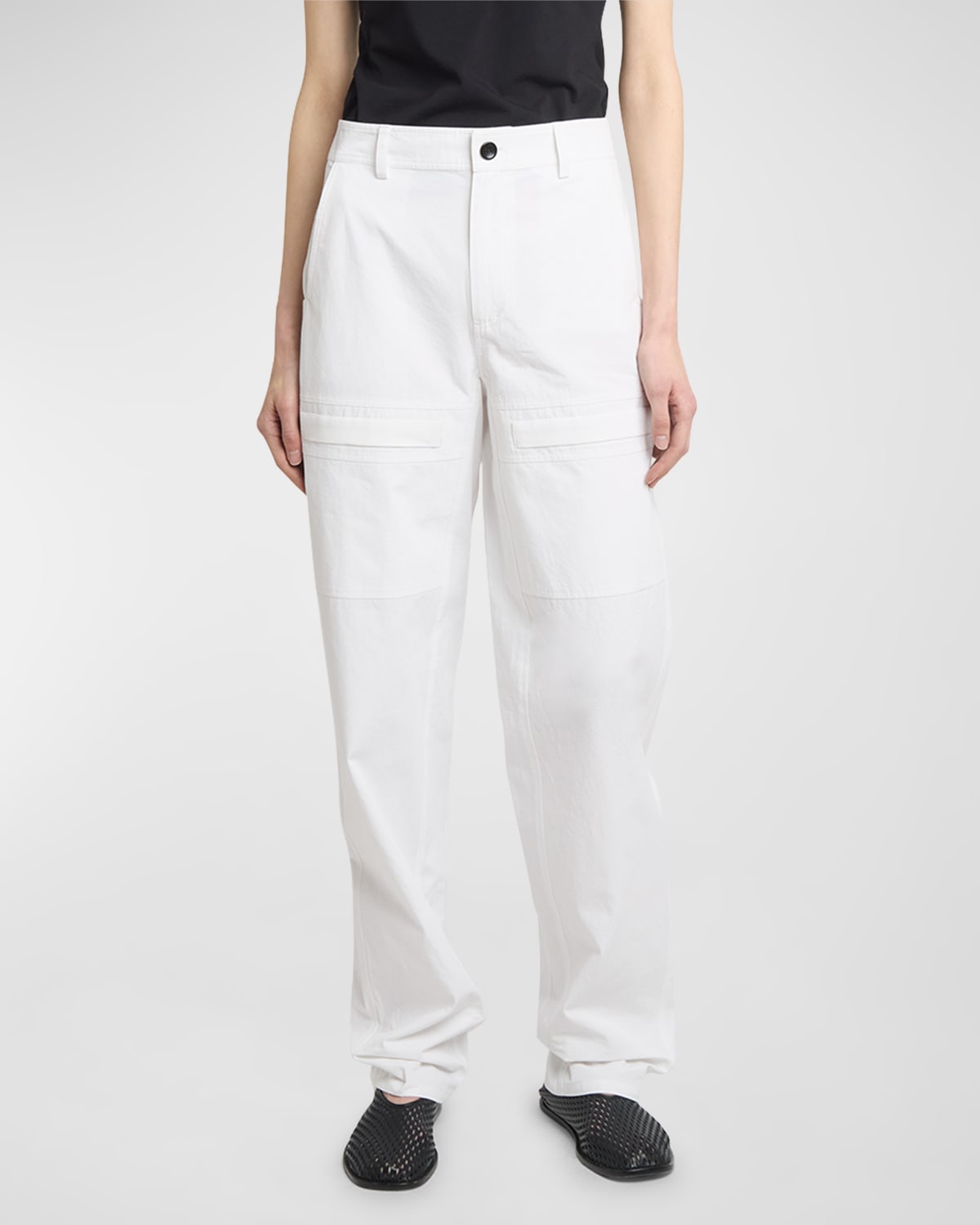 Proenza Schouler White Label Mid-rise Cotton Cargo Trousers In White