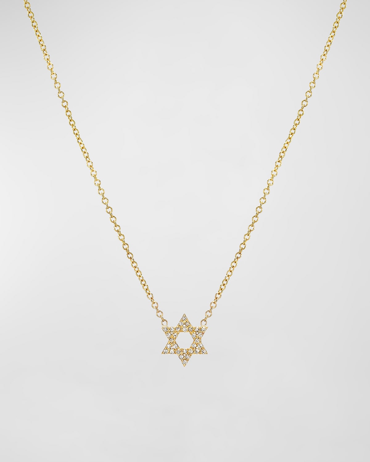 14K Gold and Diamond Open Star of David Necklace