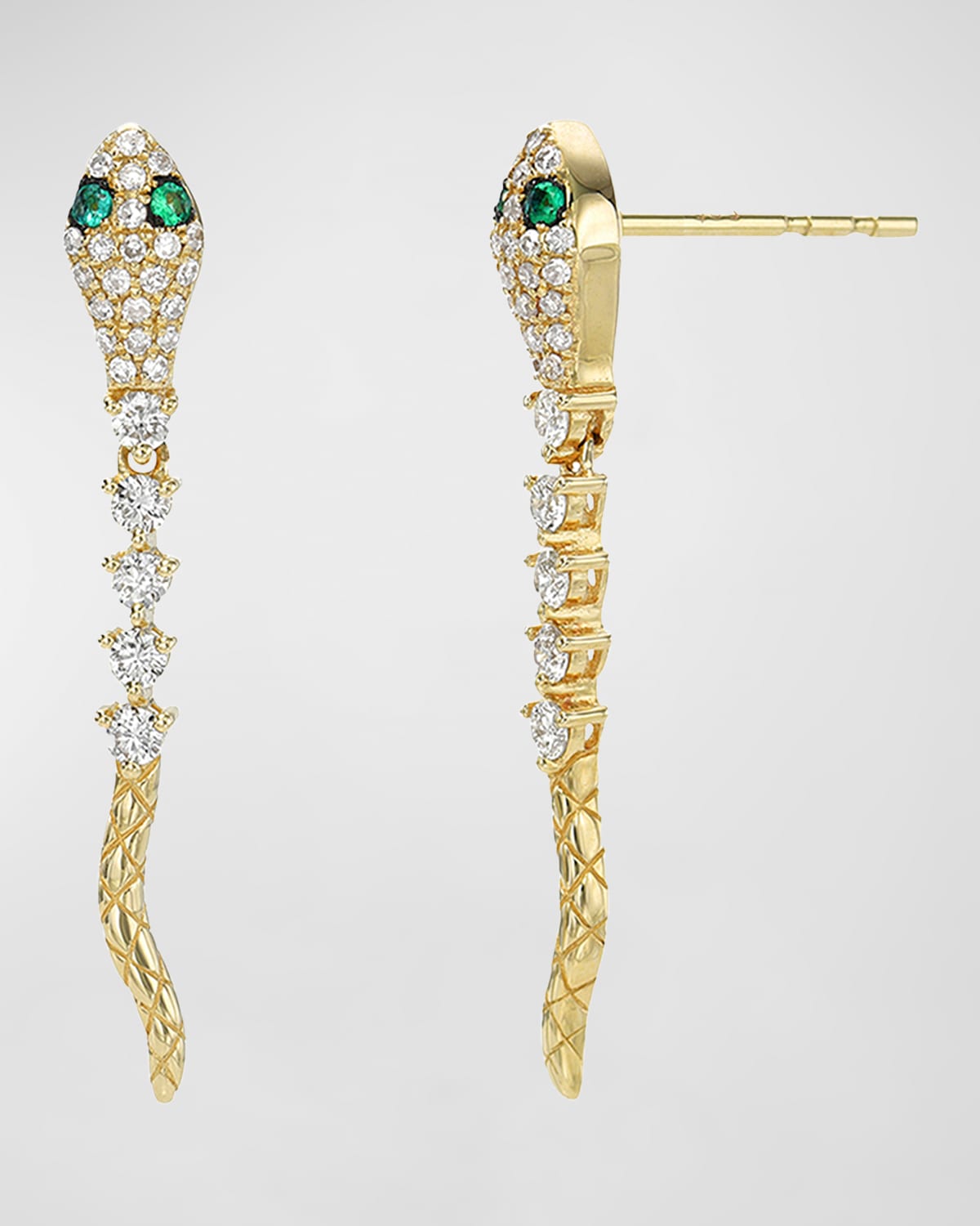 14K Diamond Snake Stud Earrings